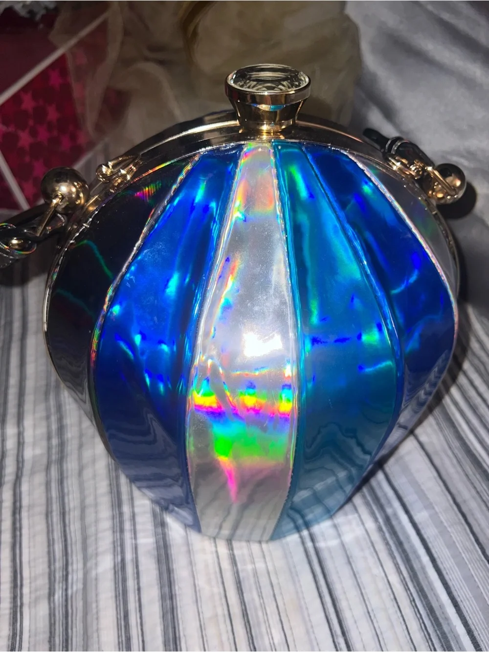 Iridescent Blue Sphere Clutch Handbag